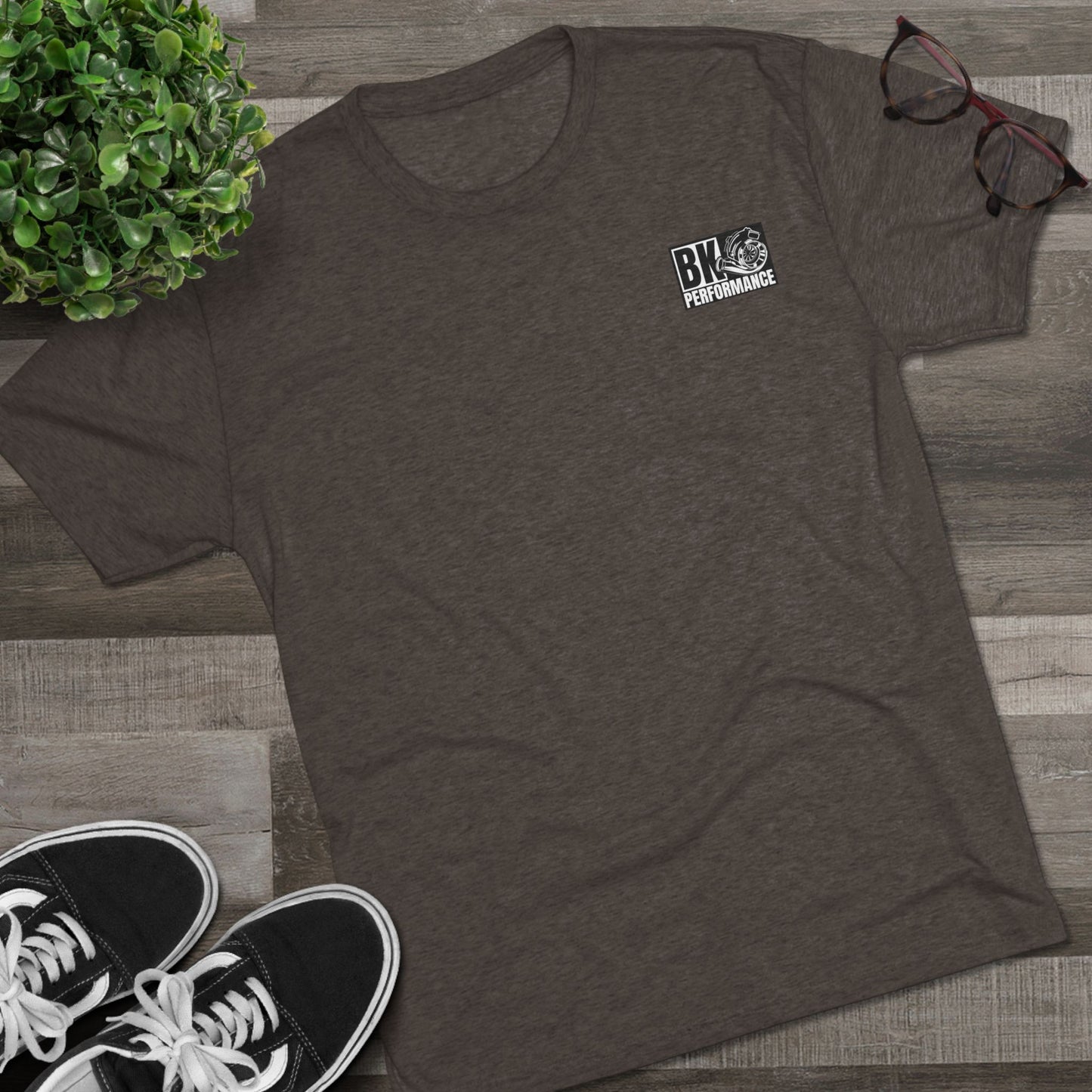 BK Performance Unisex Tri-Blend Crew Tee - Vintage Car Desert Design