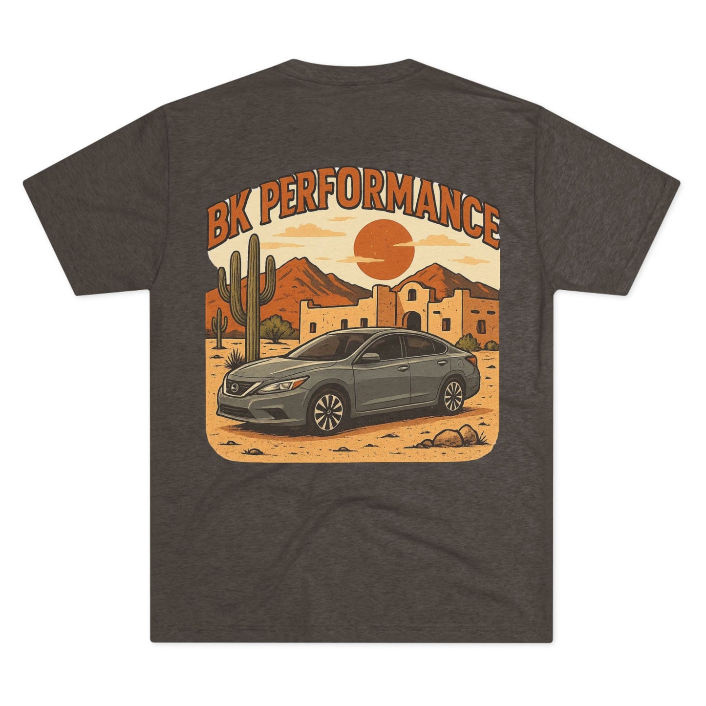 BK Performance Unisex Tri-Blend Crew Tee - Vintage Car Desert Design